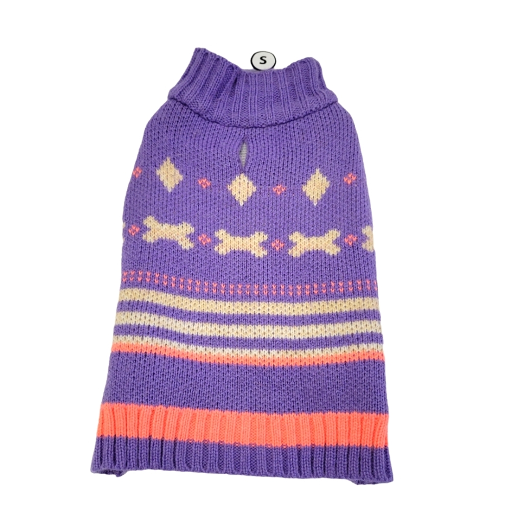 Lavender Pink Stripe Sweater Bones & Diamonds With Leash Port Sz Sm Style D1803